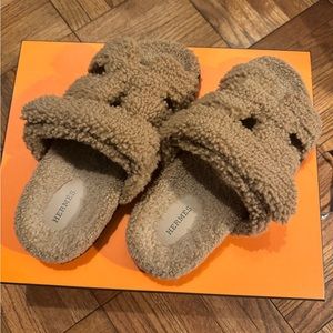 Hermes Chypre Fuzzy Sandal Size 40